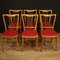 Italian Chairs in Exotic Wood and Faux Leather, 1960, Set of 6, Image 1