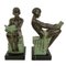 Delassement di Max Le Verrier Reggilibri Art Déco Sculptures Reading Ladies, 2023, set di 2, Immagine 1