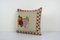 Vintage French Square Hand Woven Needlepoint Kilim Cushion Cover with Floral Pattern and Grapes 2