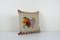 Handgewebter Vintage French Square Kelim Kissenbezug mit Blumenmuster und Trauben 3