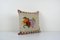 Vintage French Square Hand Woven Needlepoint Kilim Cushion Cover with Floral Pattern and Grapes 3