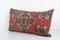 Vintage Turkish Pale Rug Lumbar Cushion Cover with Tribal Design 2