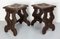 French Solid Chestnut Stools from Britanny, 1890s, Set of 2 2
