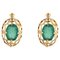 18 Karat Yellow Gold Earrings with Emeralds, 1890s, Set of 2 1