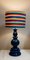 Vintage Table Lamp with Blue Ceramic Foot and Rainbow Shade, 1970s, Image 5