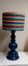 Vintage Table Lamp with Blue Ceramic Foot and Rainbow Shade, 1970s, Image 1