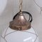 Lámpara colgante Mid-Century enjaulada de latón y opalino, Imagen 5