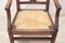 Antique Rustic Armchair in Walnut with Straw Seat 2