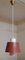 Lampada da soffitto vintage con paralume in metallo traforato rosso, anni '60, Immagine 1