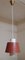 Lampada da soffitto vintage con paralume in metallo traforato rosso, anni '60, Immagine 2