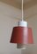 Lampada da soffitto vintage con paralume in metallo traforato rosso, anni '60, Immagine 3