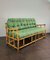 Vintage Sofa in Bamboo, Rattan and Green Fabric, Italy, 1960s 1