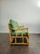 Sofá vintage de bambú, ratán y tela verde, Italia, años 60, Imagen 3