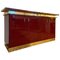 Mid-Century Modern Bordeau Lacquered and Brass Sideboard, 1970s, Image 1