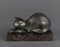 Art Deco Spelter Cat with Marble Base by M. Font Green, 1930 2