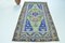 Vintage Hand Woven Blue and Green Living Room Rug 1