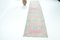 Tappeto Runner lungo in lana rosa pallido e verde, Immagine 1