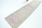 Long Pale Pink & Green Wool Runner Rug, Image 2