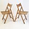 Vintage Italian Folding Chairs in Beech & Cane, 1970s, Set of 2 1