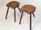 Brutalist Stools in Oak in the style of Jean Touret, 1960s, Set of 2 8