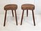 Brutalist Stools in Oak in the style of Jean Touret, 1960s, Set of 2 11
