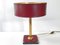 Lámpara de mesa vintage de cuero y latón, años 70, Imagen 6