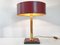 Lámpara de mesa vintage de cuero y latón, años 70, Imagen 5