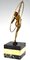 Georges Duvernet, Danseuse au Cerceau Art Déco, 1930, Bronze & Marbre Onyx 7