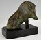 Art Deco Buchstützen aus Bronze Wildschwein von Louis Riche, 1930er, 2er Set 8