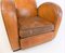 Art Deco Streamline Leather Armchair, 1960s 6