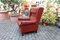 Leather Red Brown Wingback Armchair, Austria, 1970s 7