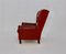 Leather Red Brown Wingback Armchair, Austria, 1970s 5