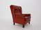 Poltrona Wingback in pelle rossa e marrone, Austria, anni '70, Immagine 8