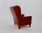 Leather Red Brown Wingback Armchair, Austria, 1970s 4