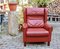 Leather Red Brown Wingback Armchair, Austria, 1970s 2