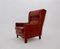 Fauteuil à Oreilles en Cuir Marron Rouge, Autriche, 1970s 6