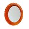 Oval Orange Acrylic Glass Backlit Mirror attributed to Hillebrand, 1970s, Image 1