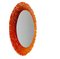 Espejo ovalado de vidrio acrílico naranja con retroiluminación atribuido a Hillebrand, años 70, Imagen 2