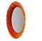 Oval Orange Acrylic Glass Backlit Mirror attributed to Hillebrand, 1970s, Image 2