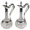 Historic Glass Decanters with Silver Fittings and Pull Mechanism, Germany, Set of 2 1