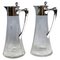 Art Nouveau Glass Carafes with Silver Fittings by Ferdinand Vogl, Vienna, 1890s, Set of 2 1