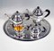 Set da tè e caffè Art Déco in argento con vassoio, 1920, set di 5, Immagine 2