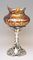 Silver Plated Amber Papillon Iridescent Vase with Pewter Mounting from Loetz, 1890s 3