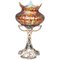 Silver Plated Amber Papillon Iridescent Vase with Pewter Mounting from Loetz, 1890s 1