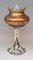 Silver Plated Amber Papillon Iridescent Vase with Pewter Mounting from Loetz, 1890s 4
