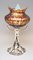 Silver Plated Amber Papillon Iridescent Vase with Pewter Mounting from Loetz, 1890s, Image 2