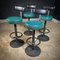 Vintage Bar Stools in Black with Green, Set of 4 1