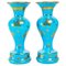 Turquoise Opaline Vases in Enameled Gold, Set of 2 1