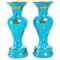 Vases Opalins Turquoise en Or Emaillé, Set de 2 1