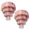 Vintage Murano Glass Tiered Chandeliers with 78 Alabaster Pink Glasses, 1990s, Set of 2 1